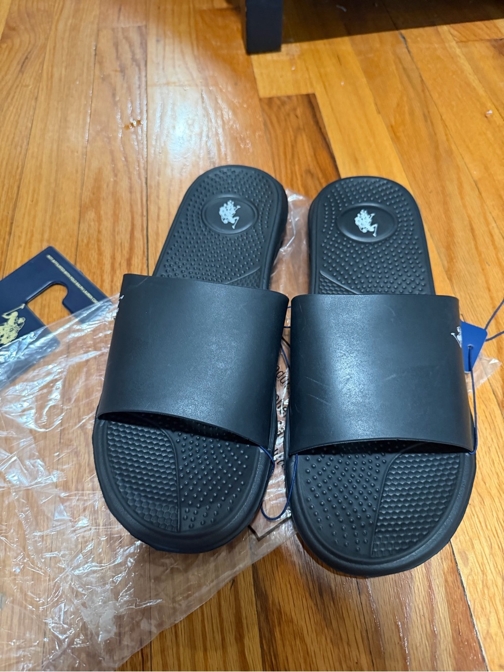 US polo assn. Men's Black Slide Sandals - Comfortable Everyday Slides 11/12 NWT